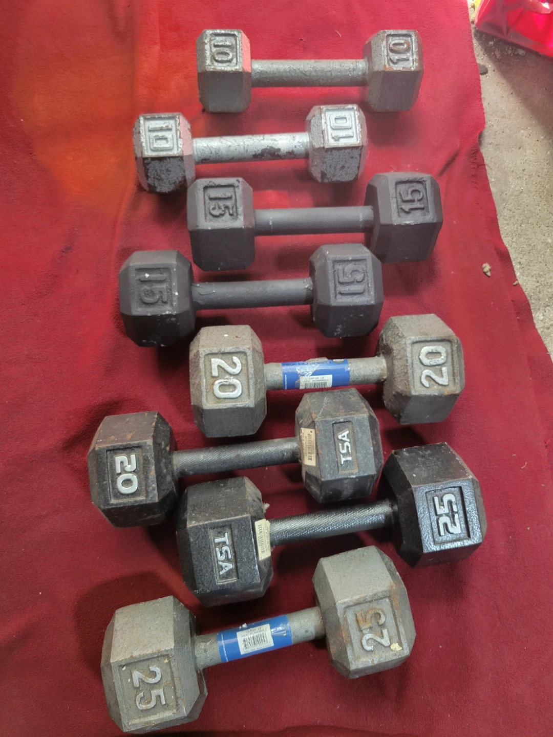 SETS OF 25s. 20s. 15s. 10s. HEXHEAD DUMBBELLS