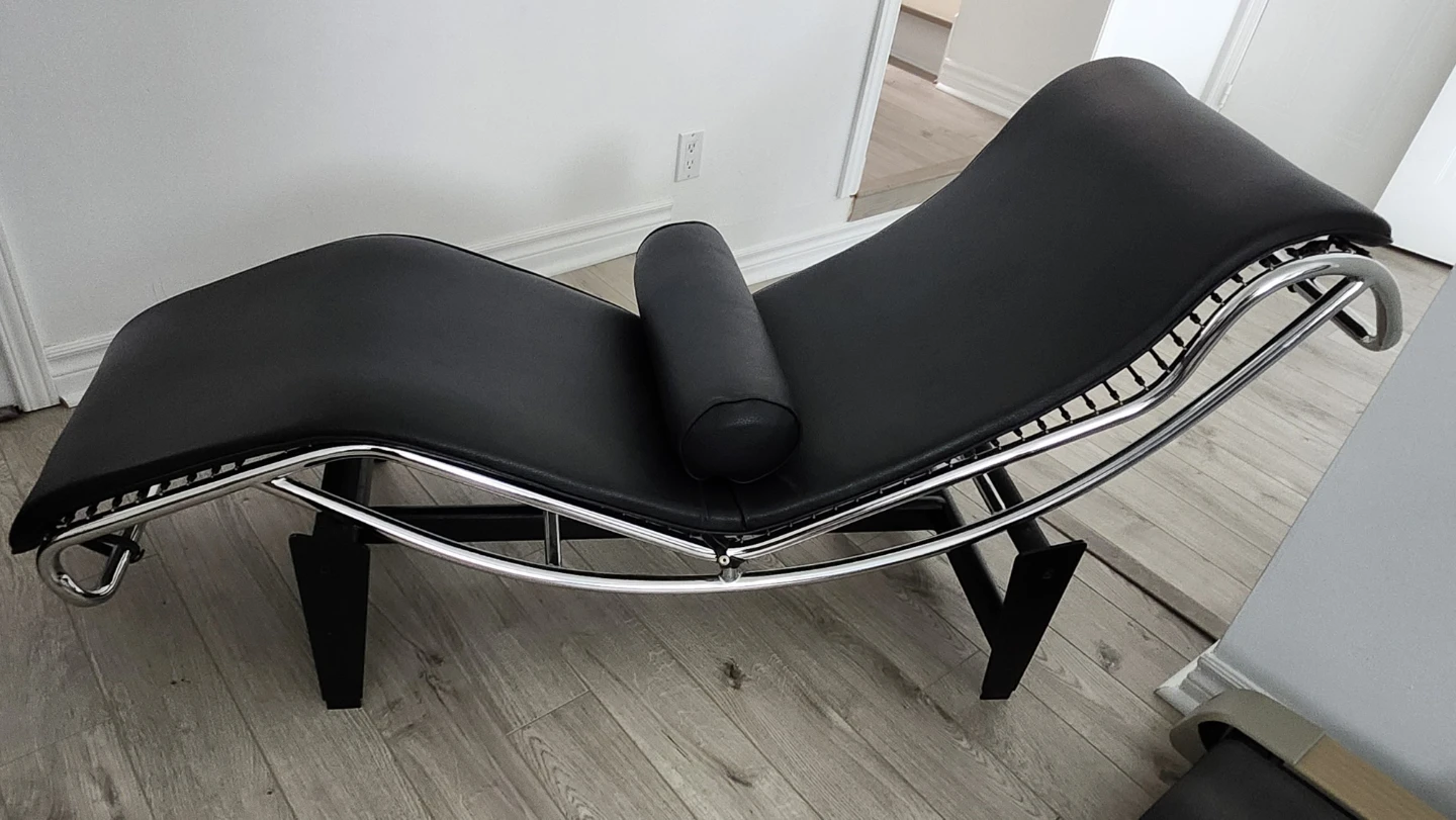 Black Chaise Lounge Chair with Chrome Frame - photo 2