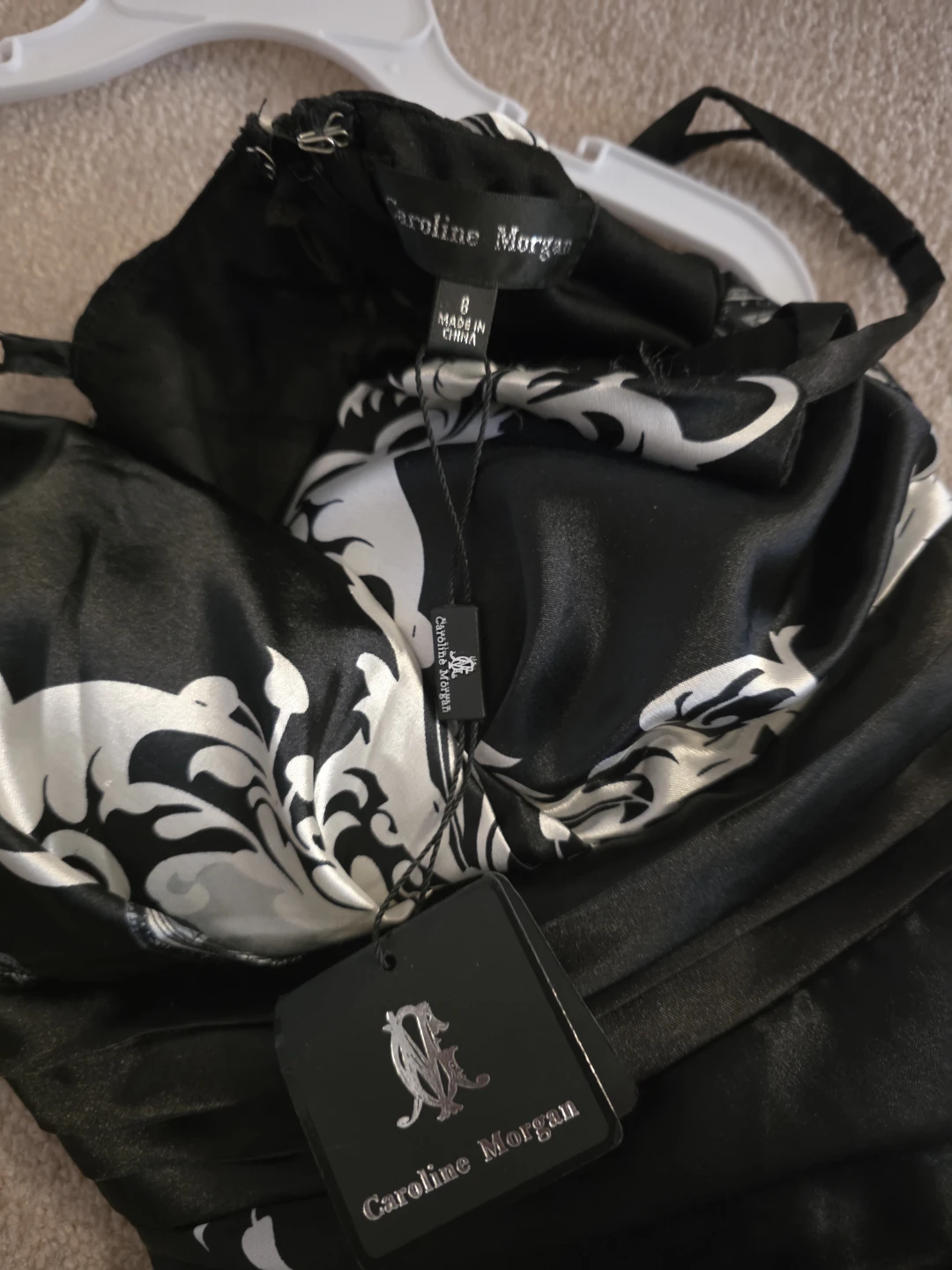 Caroline Morgan Black & White Floral Print Dress Size 8 - photo 2