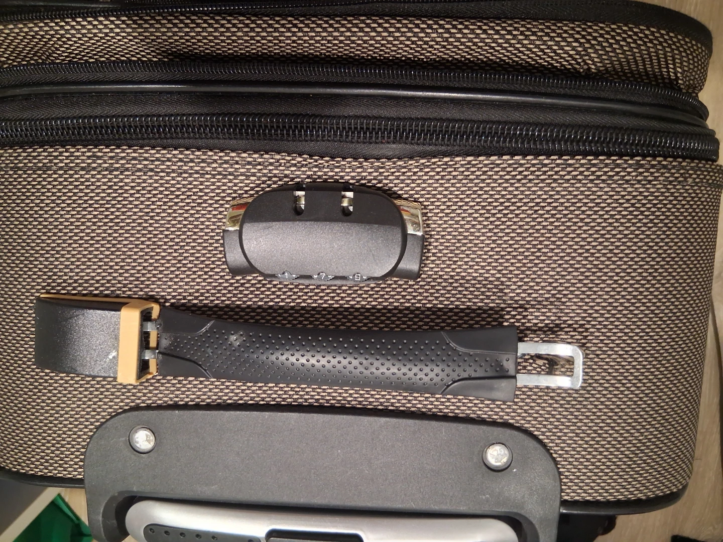 Brown patterned rolling suitcase with combination lock carry on - photo 2