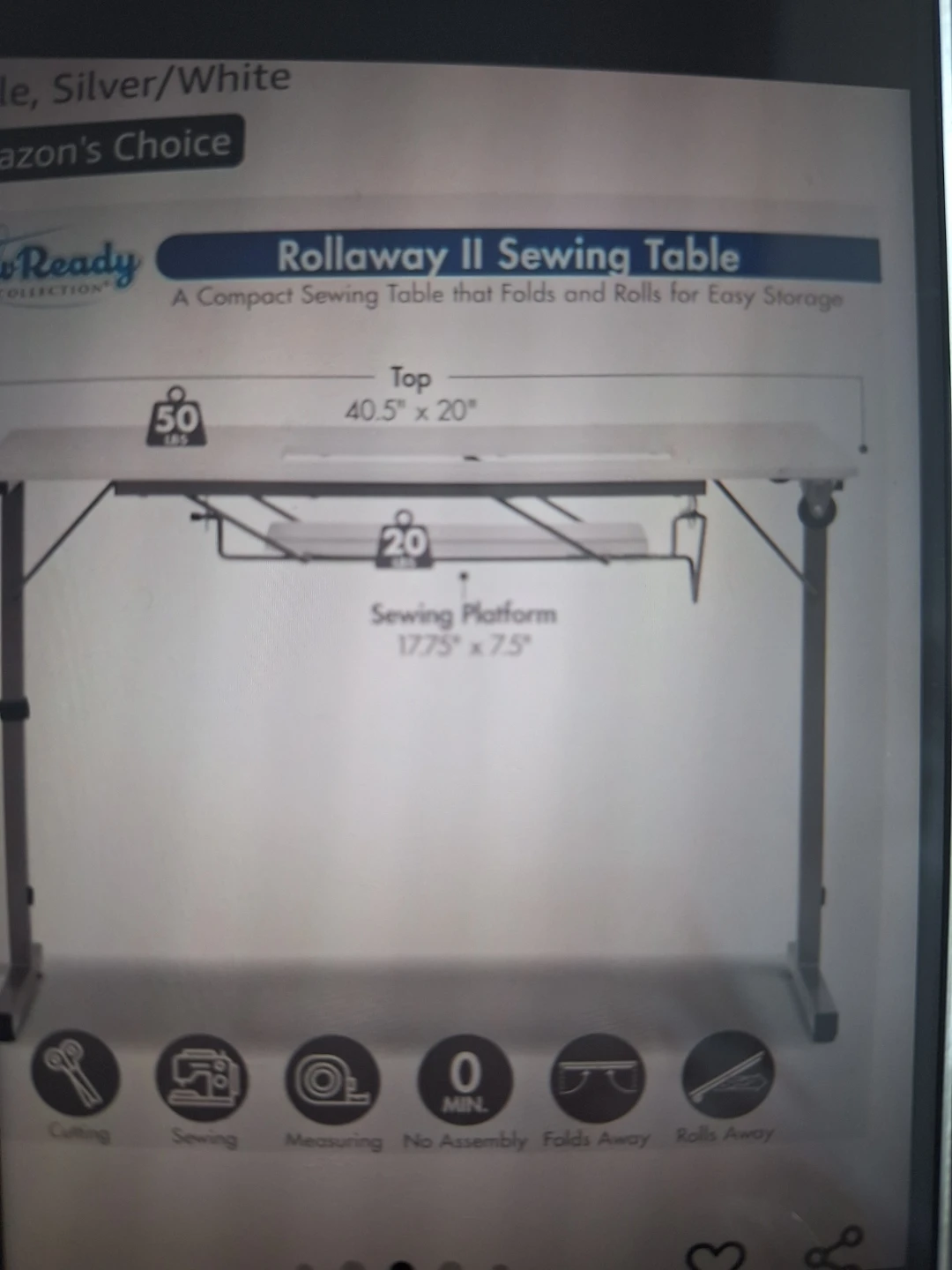 Sewing folding table white - photo 2
