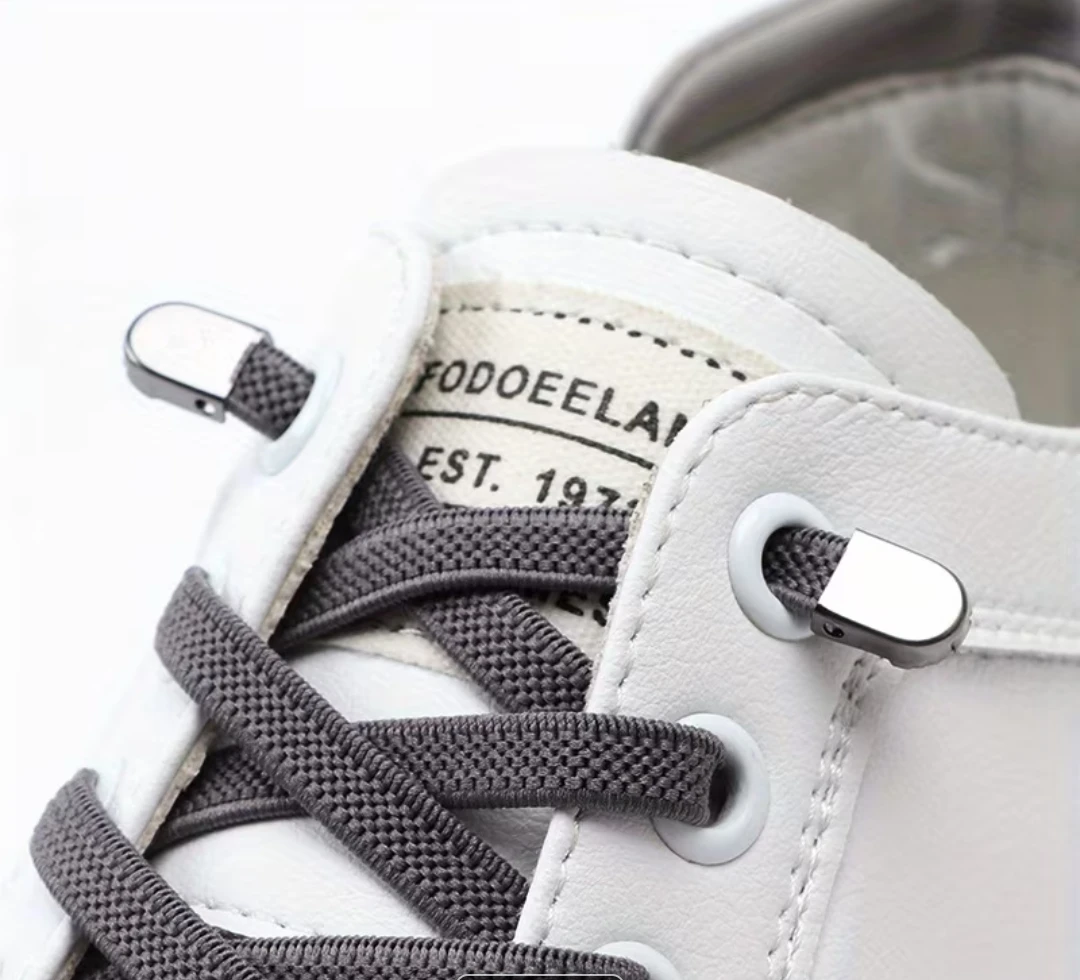 Dark Grey No Tie Elastic Shoe Laces with Metal Locks