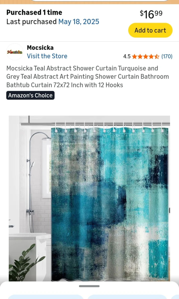 Mocsicka Teal Abstract Shower Curtain 72x72 Inch