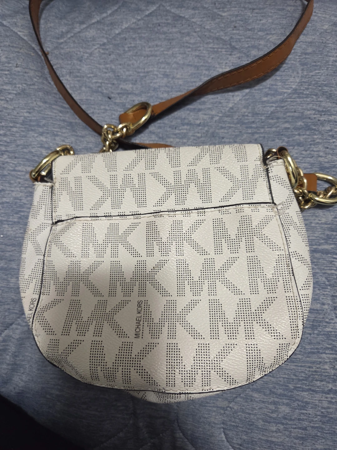 Michael Kors MK Logo Crossbody Bag - White/Brown - photo 2