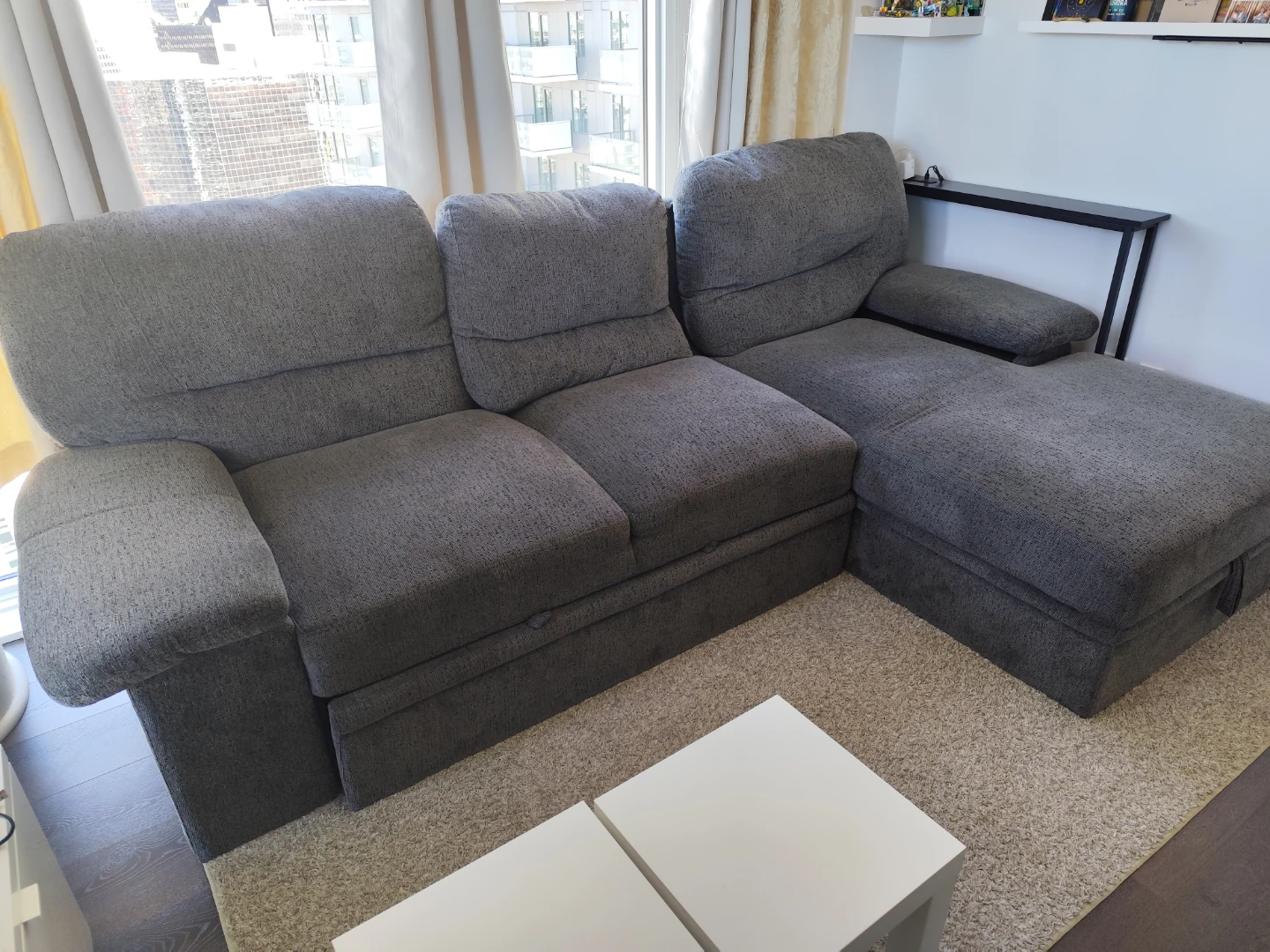 Grey Sectional Sofa with Storage
