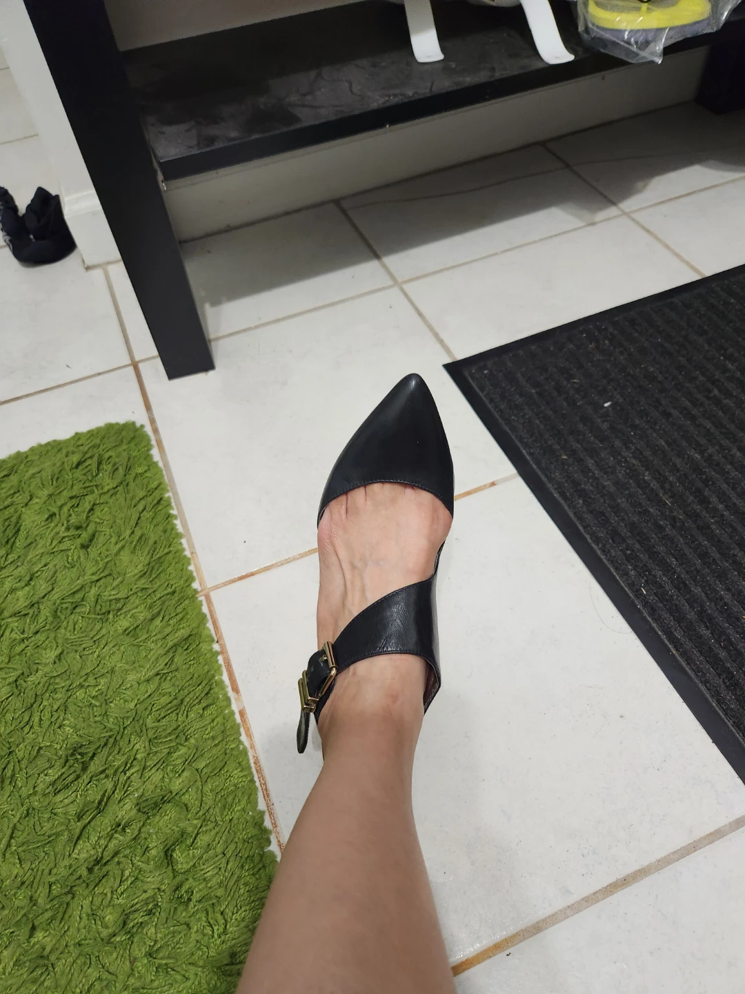 BCBGeneration Black Pointed Toe Ankle Strap Heels