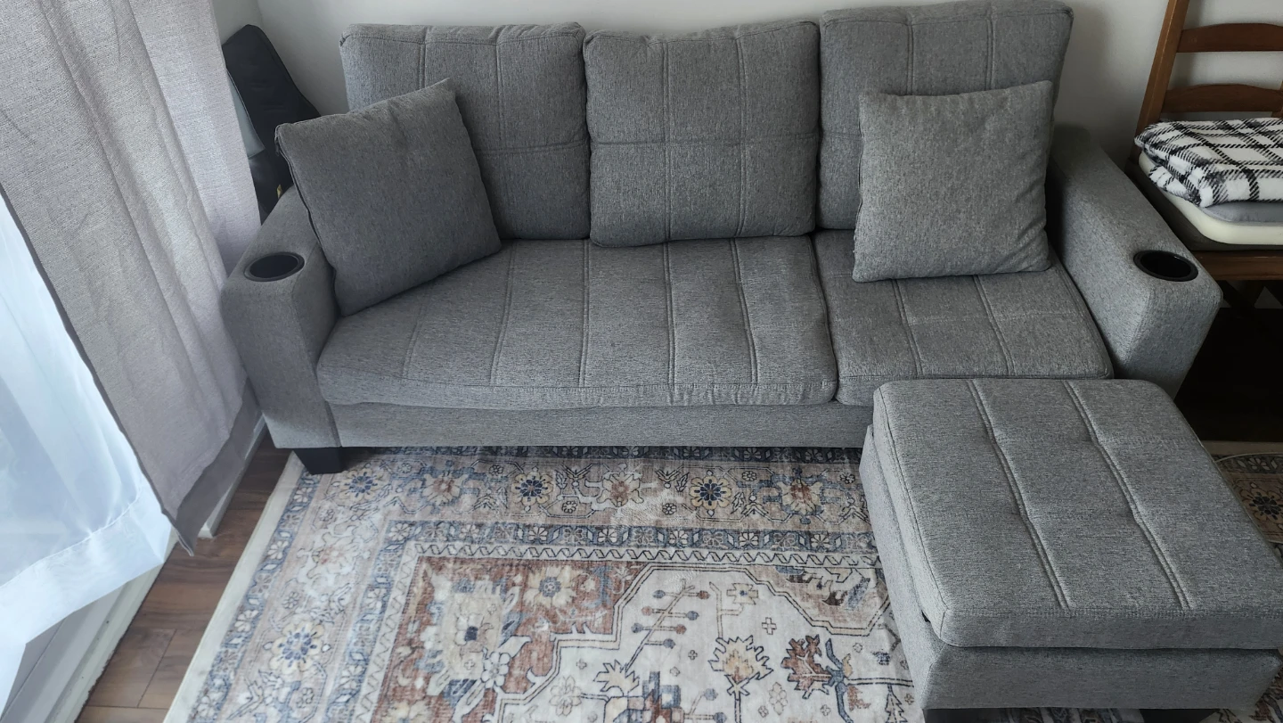 Grey Sectional Sofa with Ottoman - photo 3