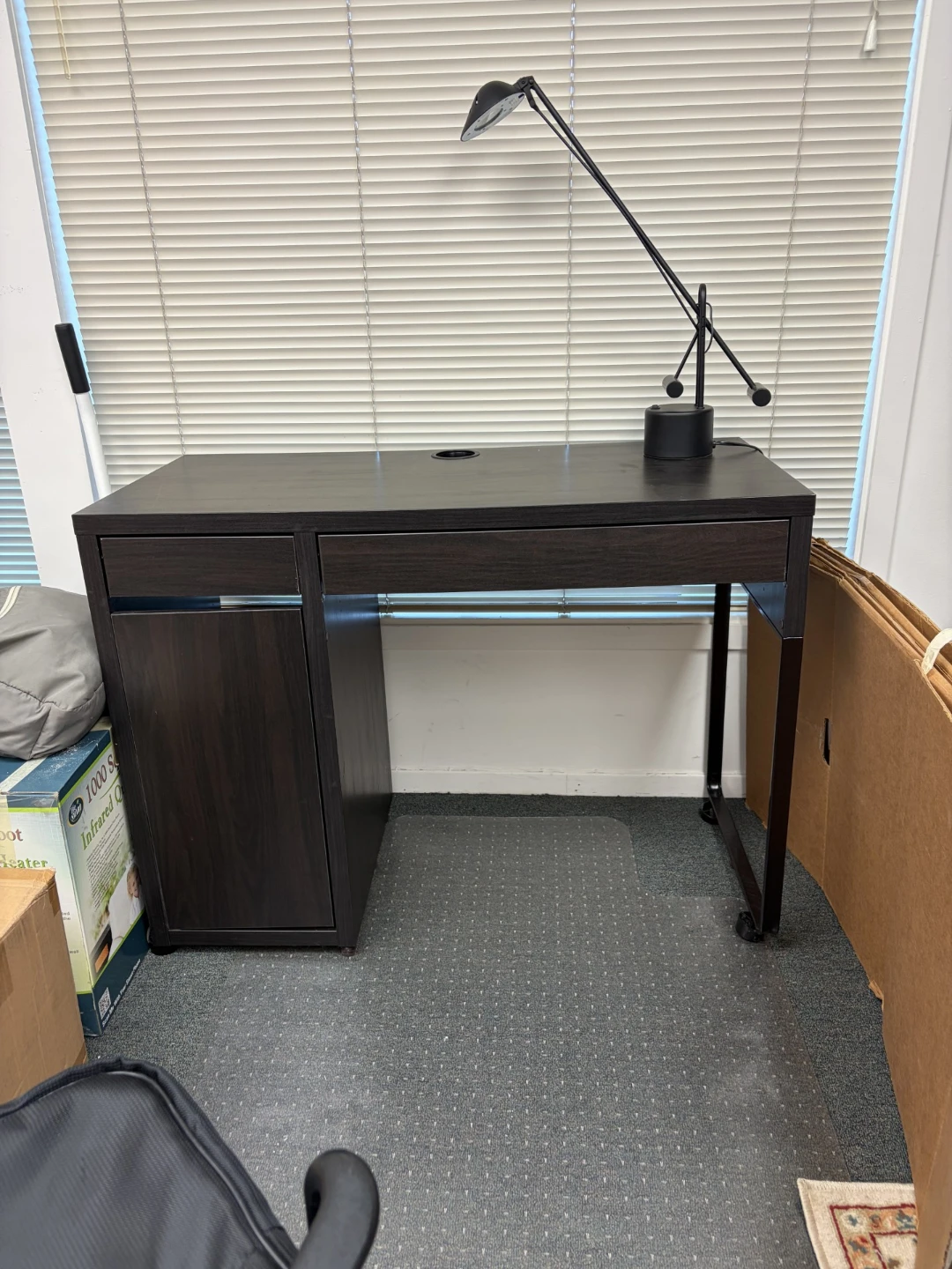 Dark Wood Desk with Storage an