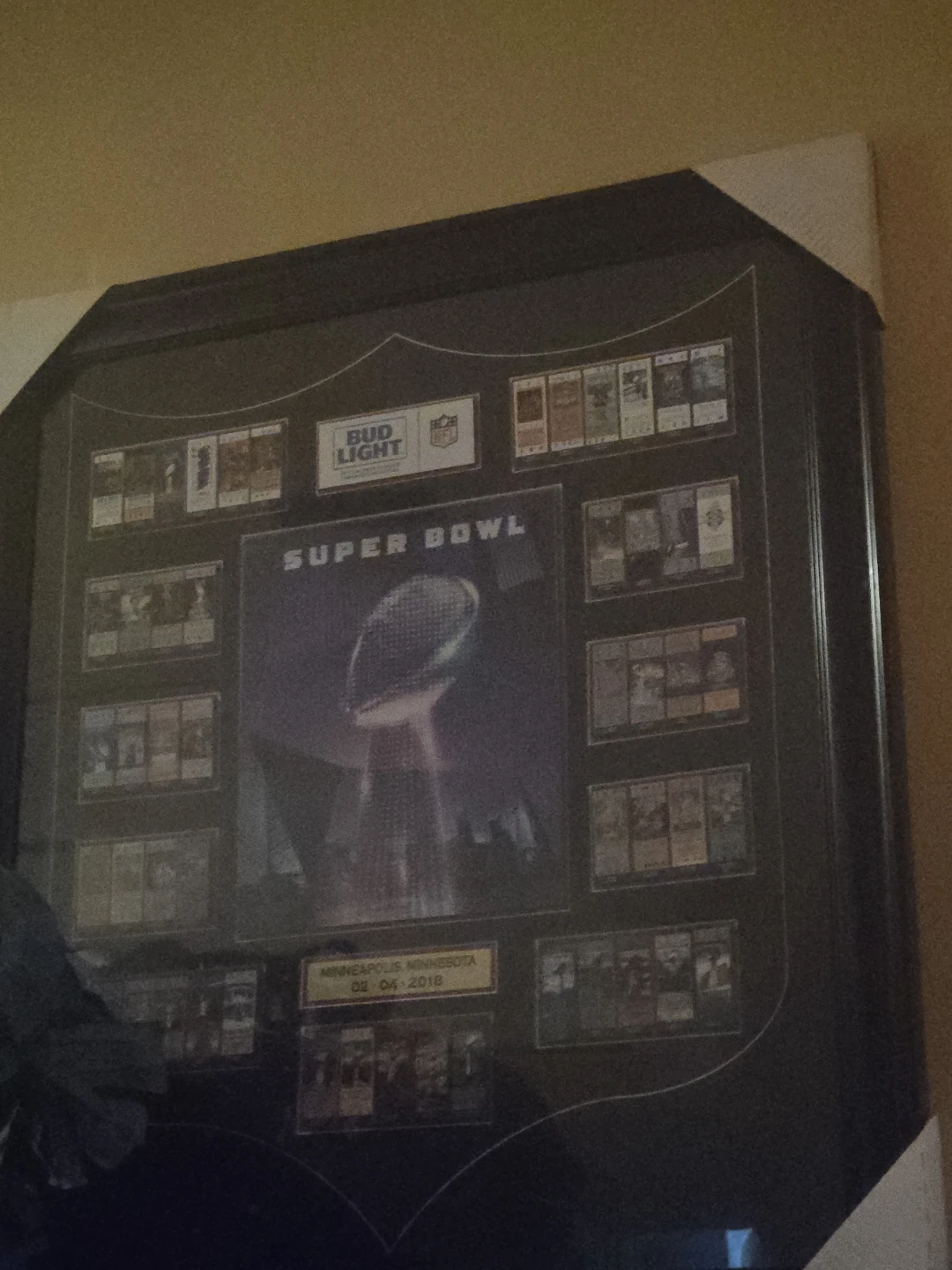 Super Bowl Framed Memorabilia Display