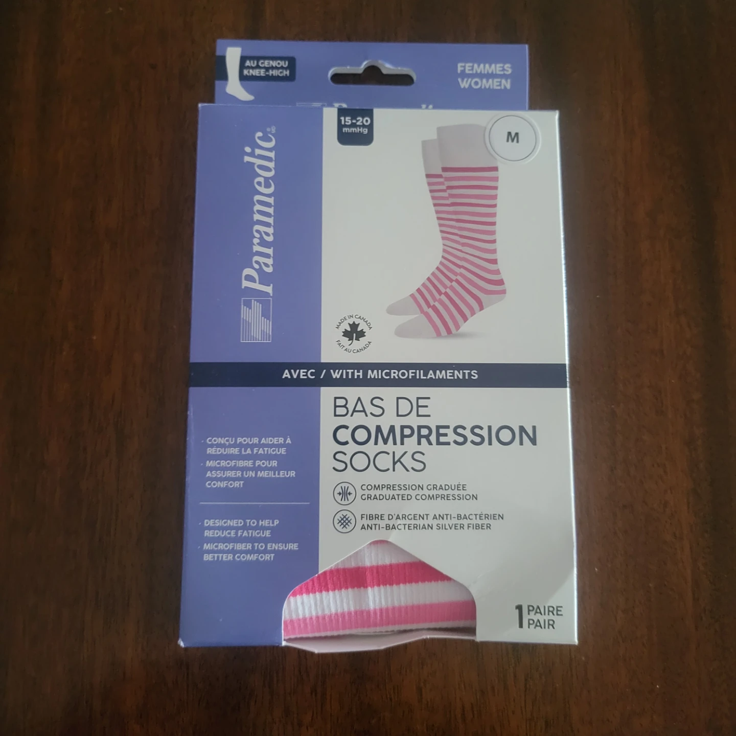 Paramedic Women's Compression Socks - Size M - Pink Stripes