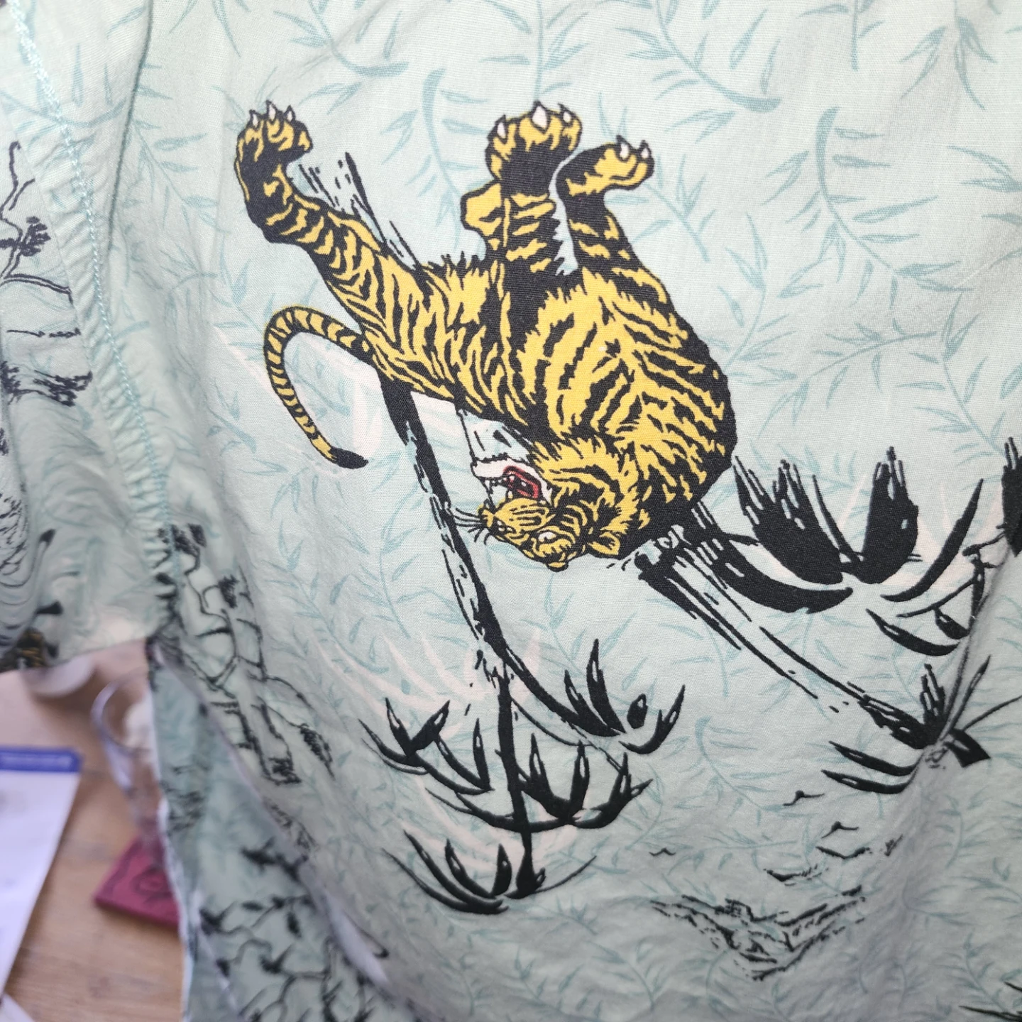 Disco Panda Slim Fitting Tiger Print Short Sleeve Shirt XL