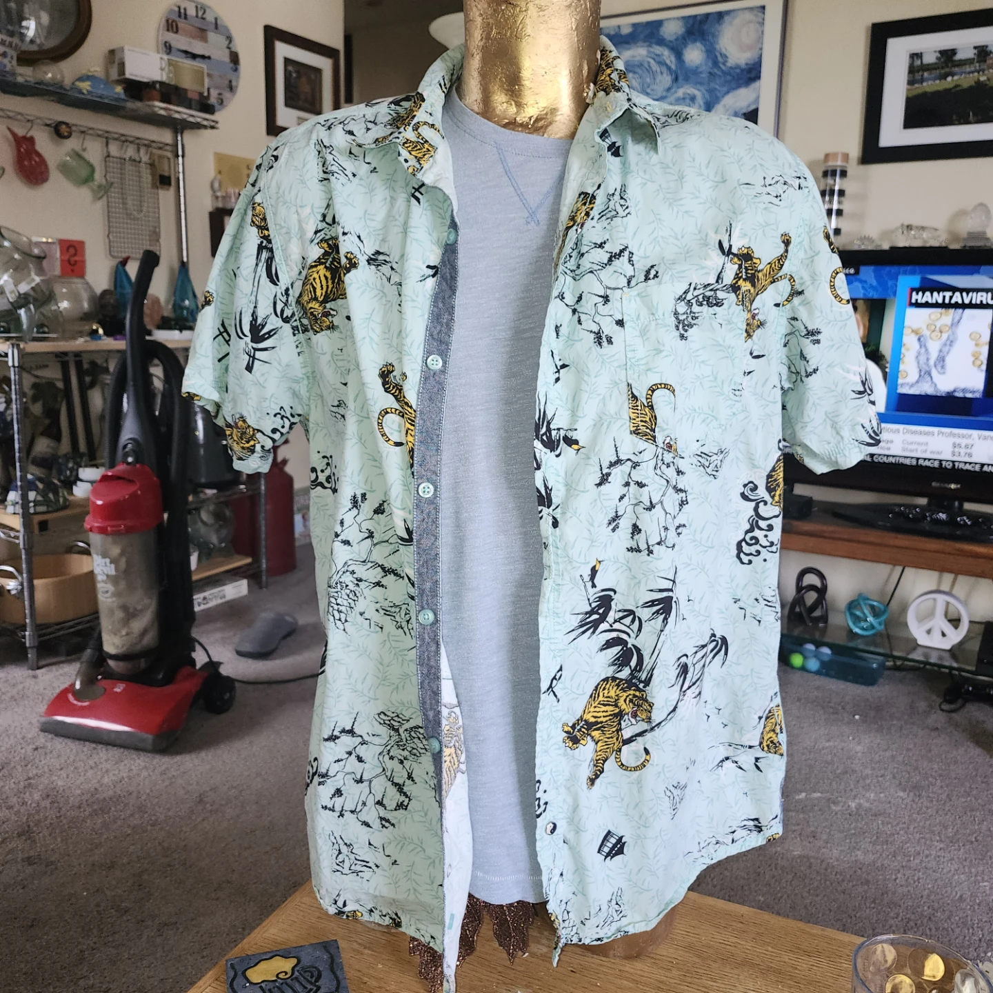 Disco Panda Slim Fitting Tiger Print Short Sleeve Shirt XL - photo 5