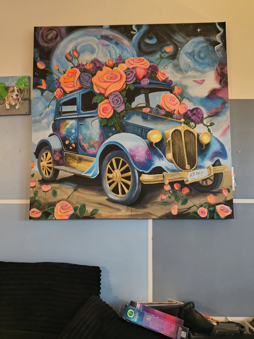 Vintage Car with Flowers Canvas Wall Art - photo 2