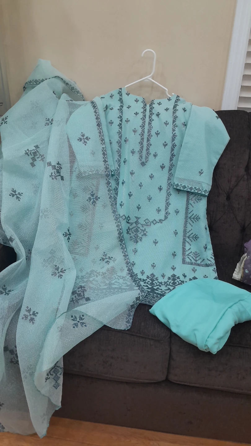 Light Blue Embroidered 3 pc Khaadinet Seminformal - photo 4