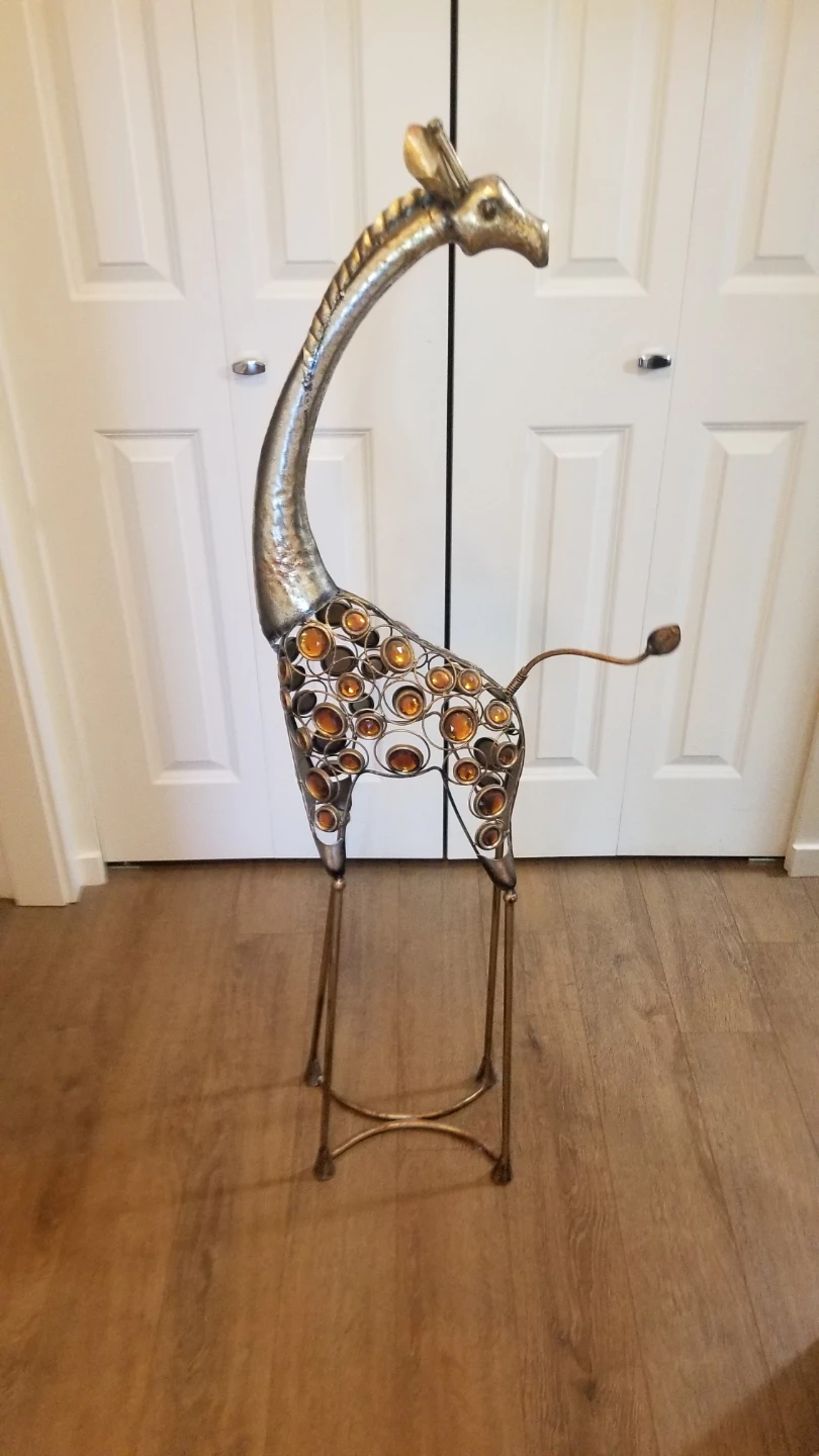 Metal Giraffe Figurine with Amber-like Accents
