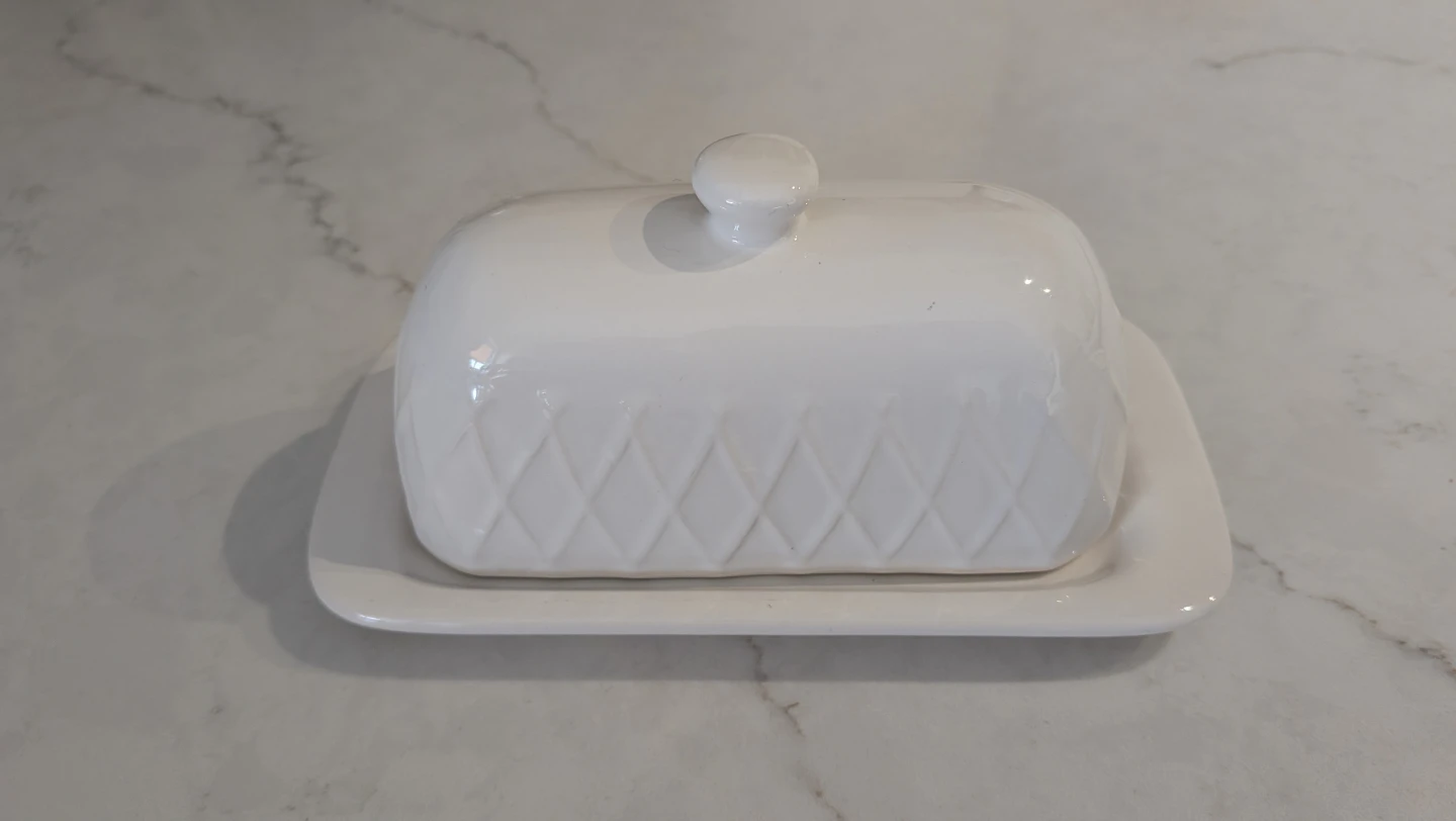 White Ceramic Butter Dish with Lid