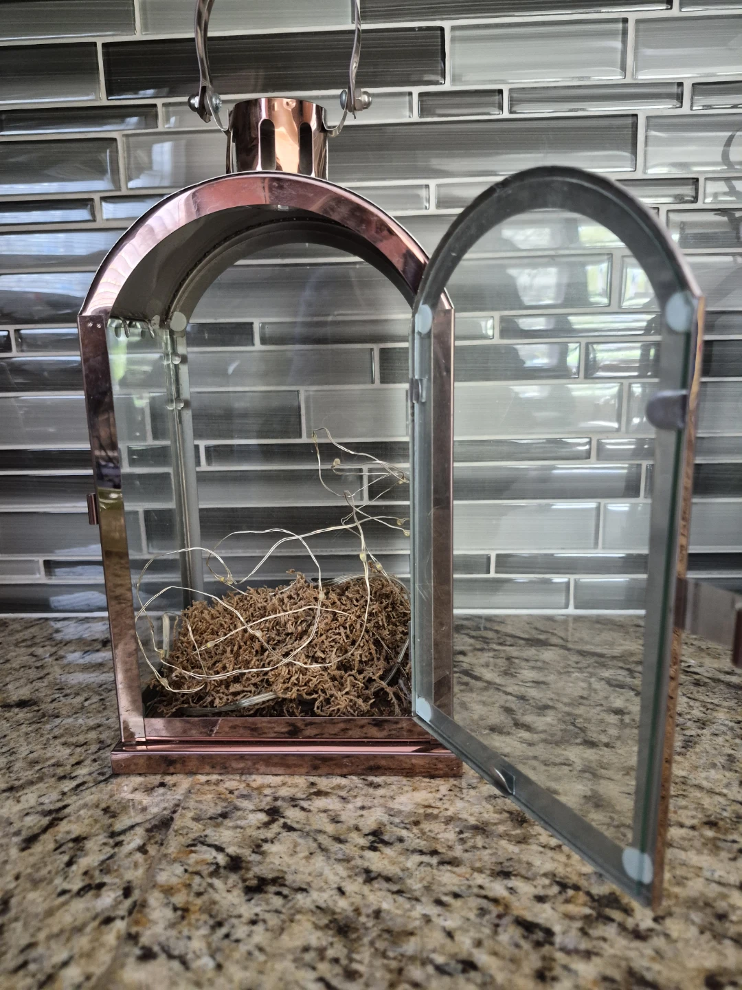 Copper Finish Glass Lanterns with Handle - photo 2