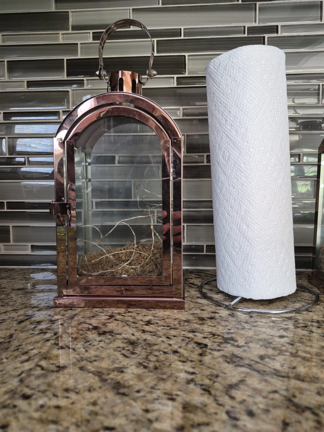 Copper Finish Glass Lanterns with Handle - photo 3
