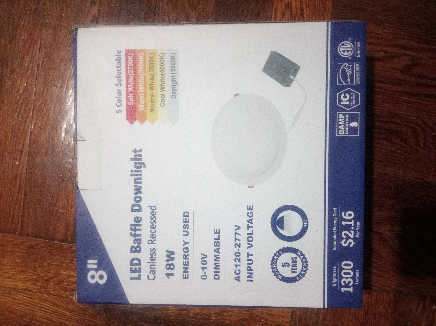 8" LED Baffle Downlight Canless Recessed 18W Dimmable