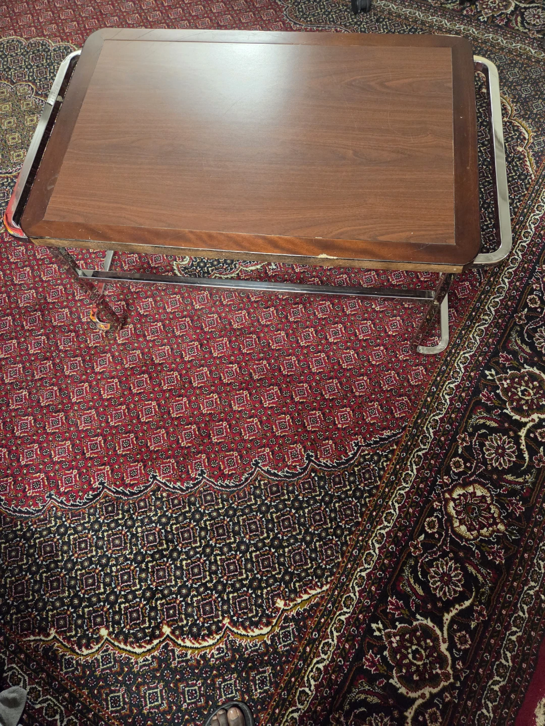Vintage Wood and Chrome Coffee Table - photo 2