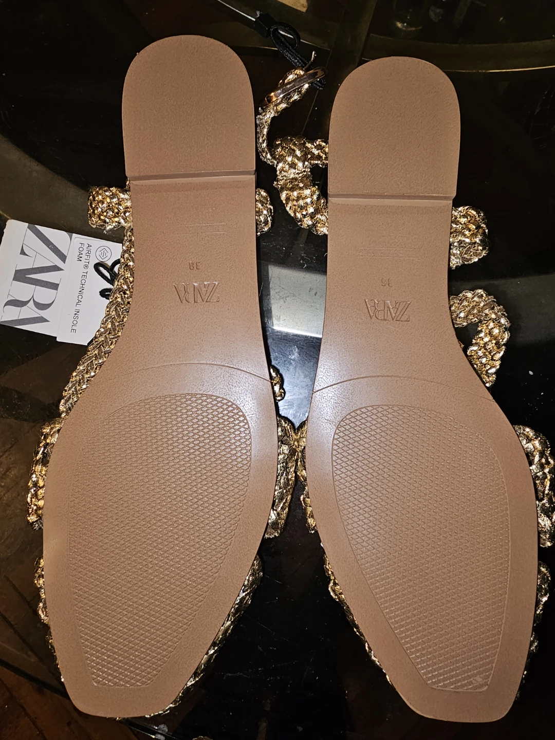 Zara Women's Gold Braided Flat Sandals - photo 2