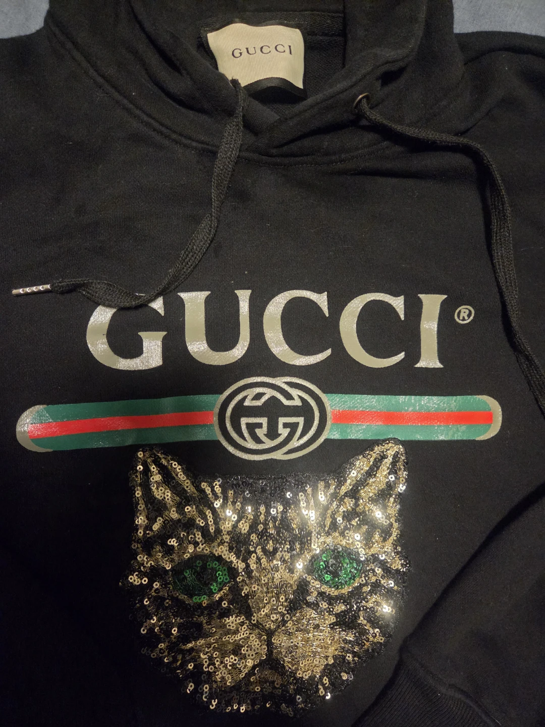 Gucci Black Sequin Cat Hoodie - photo 2