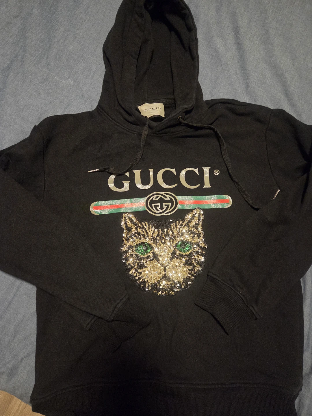 Gucci Black Sequin Cat Hoodie - photo 3