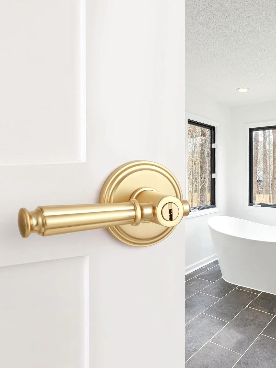 Brass Entry Door Lever Lockset - photo 3