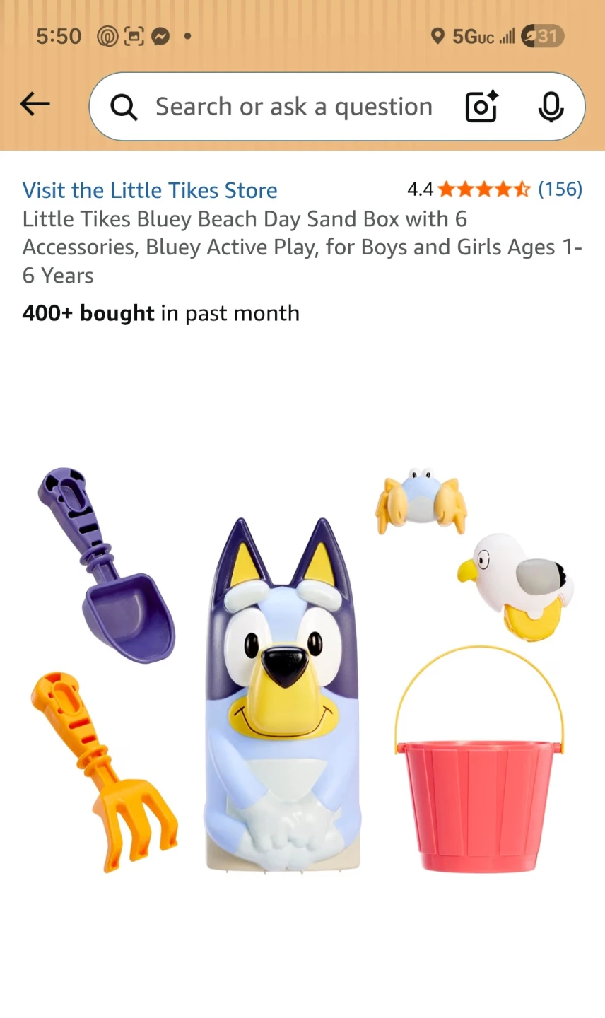 Little Tikes Bluey Beach Day Sand Box with 6 Accessories - photo 2