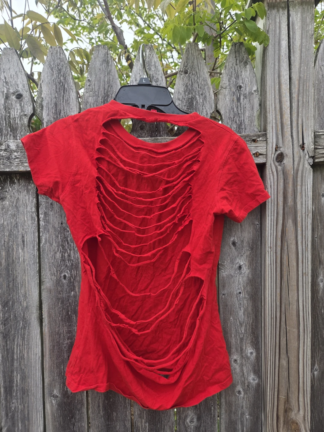 Red Cutout Back T-Shirt with Rhinestone Face Graphic - photo 3