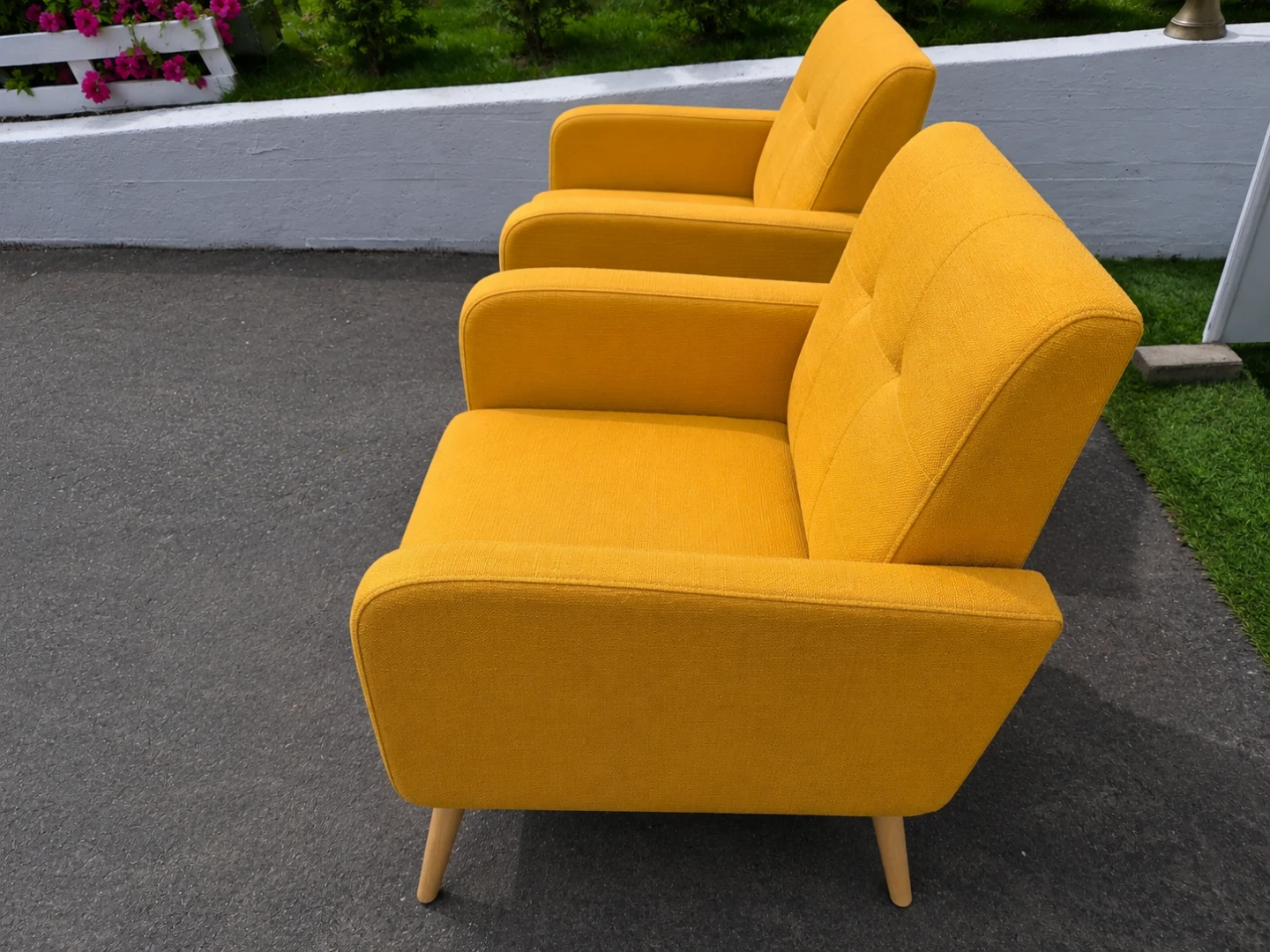 Pair of Yellow Accent Chairs - photo 2