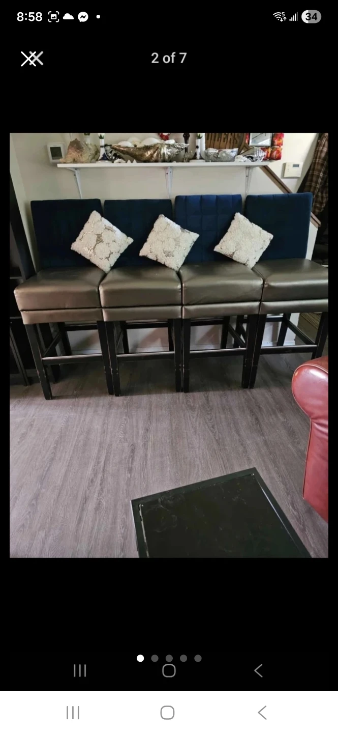 Set of 4 Faux Leather Bar Stools