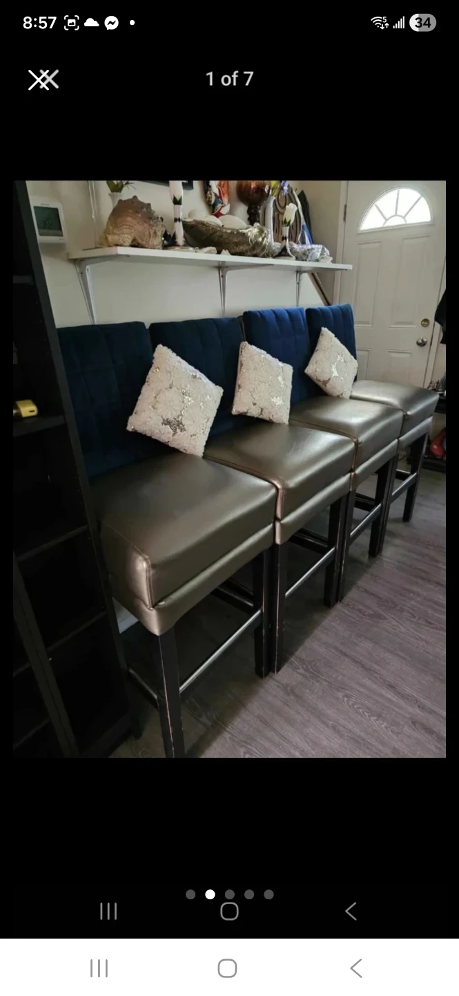 Set of 4 Faux Leather Bar Stools - photo 3