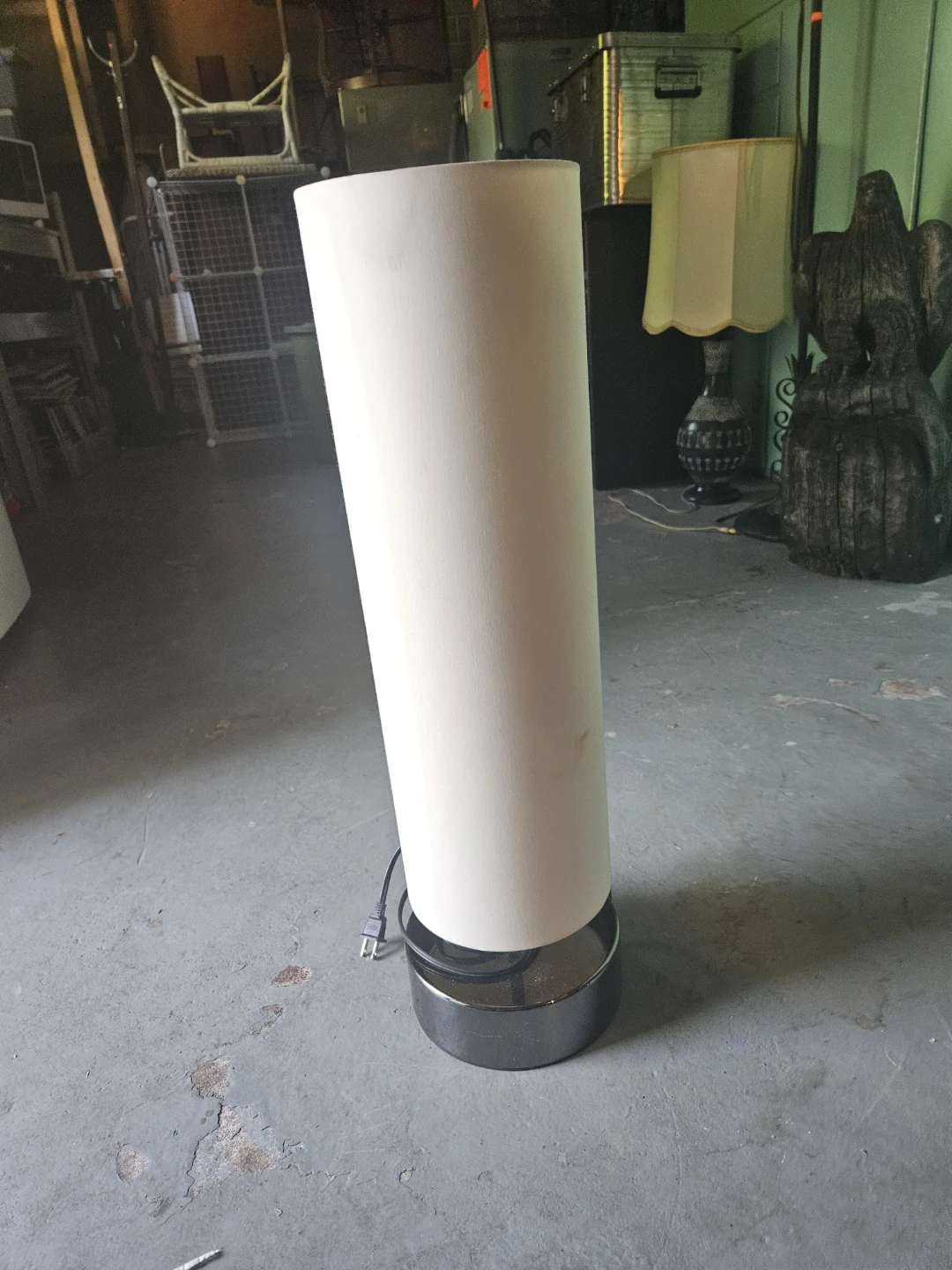 Tall Cylinder Lamp with Cream Shade - photo 2