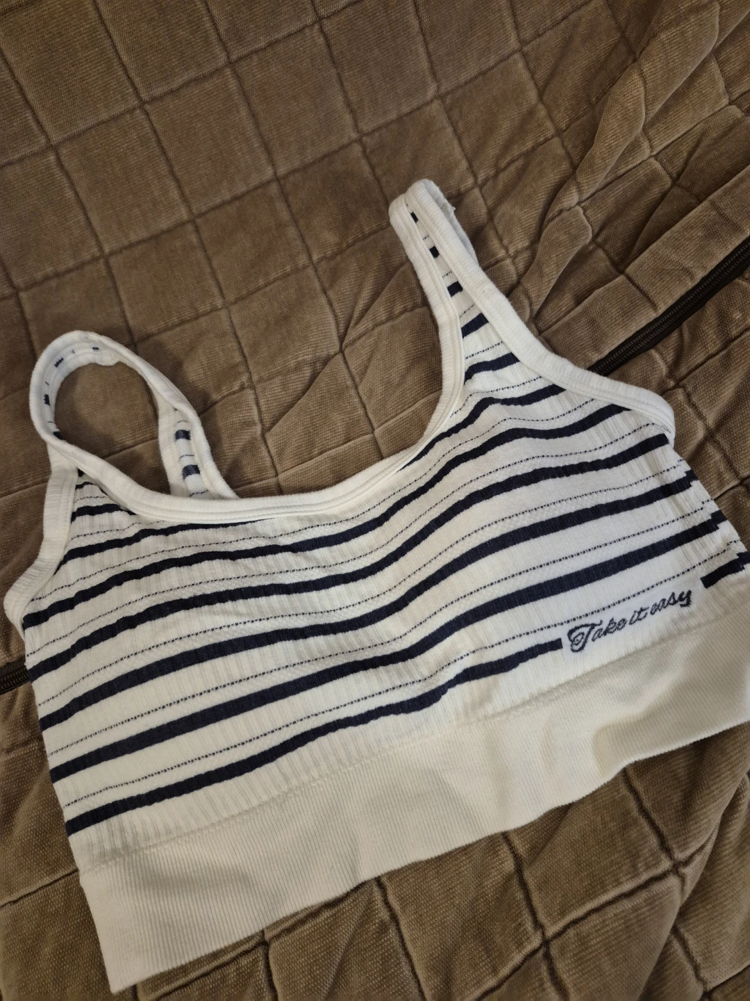 breathable small 84A striped white navy blue bra - photo 2