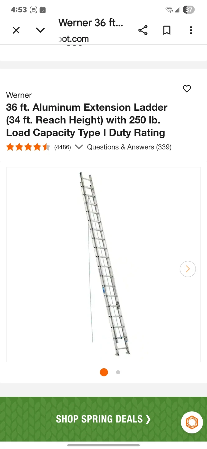 Werner 36 ft. Aluminum Extension Ladder - photo 2