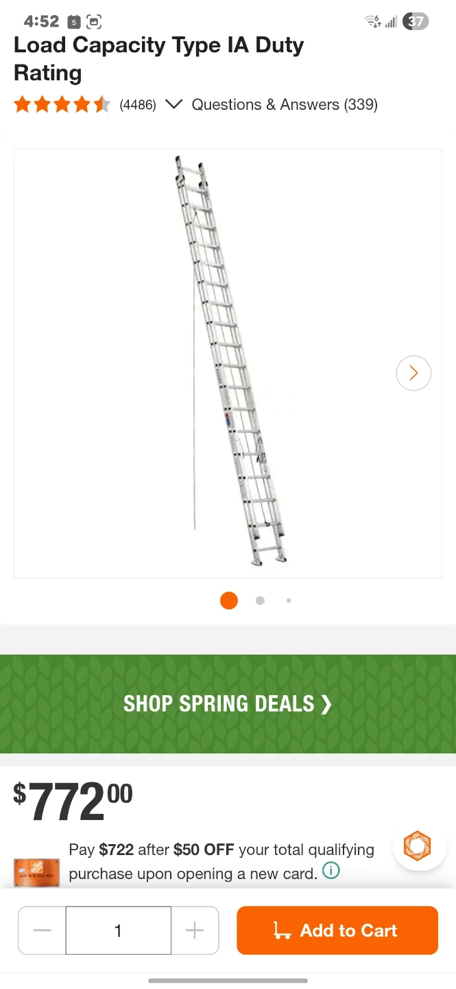 Werner 36 ft. Aluminum Extension Ladder - photo 3