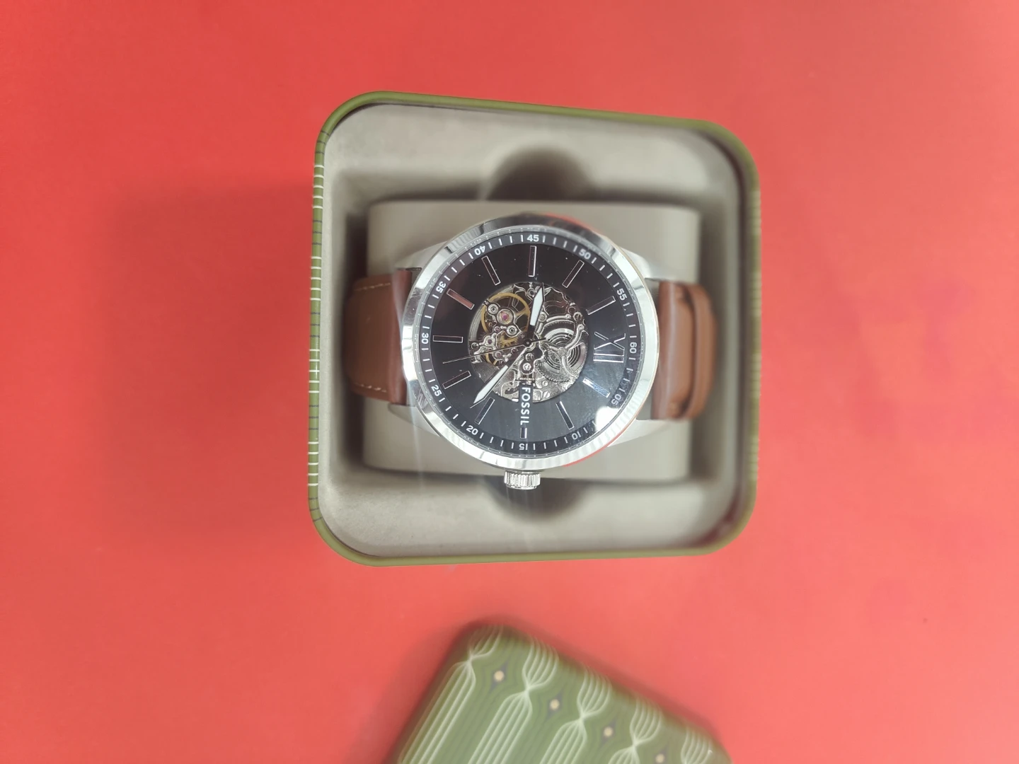 Fossil Automatic Watch with Brown Leather Strap