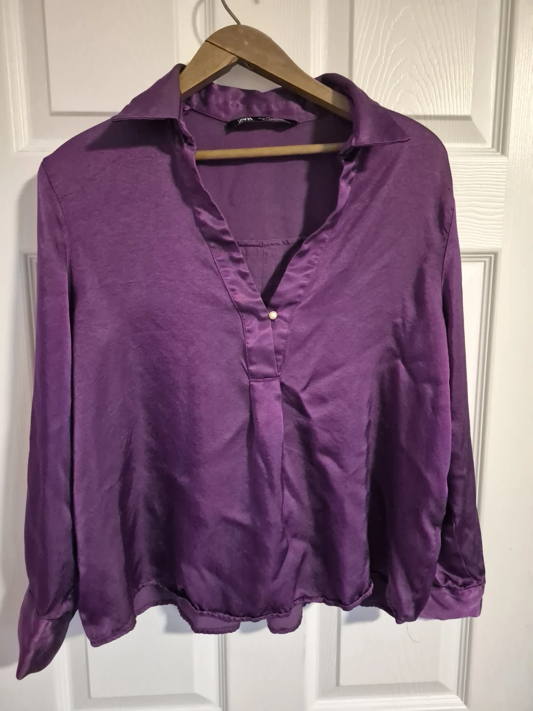 ZARA Purple Satin Shirt - Size L