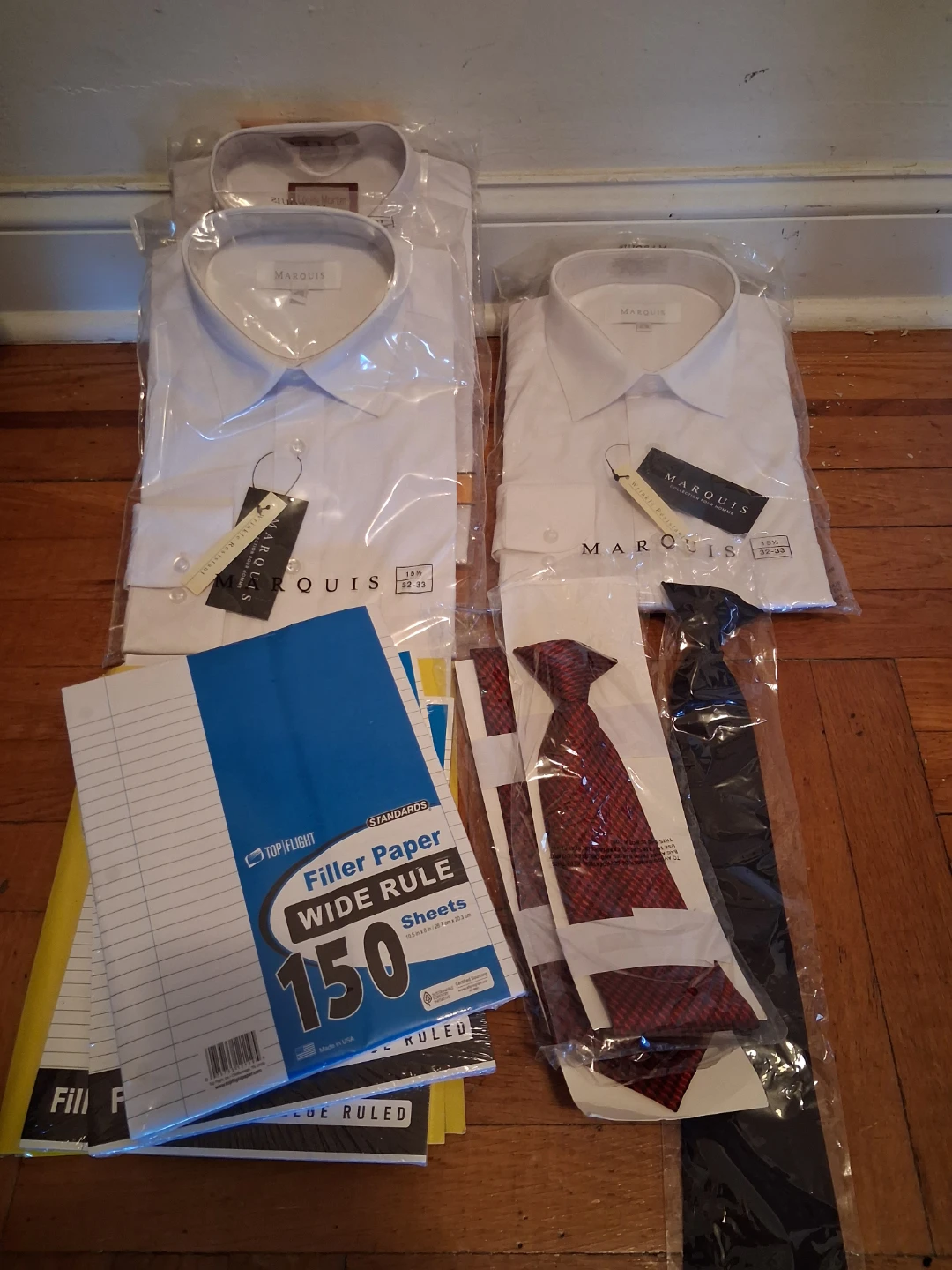 Marquis White Wrinkle Resistant Dress Shirt & Ties Bundle
