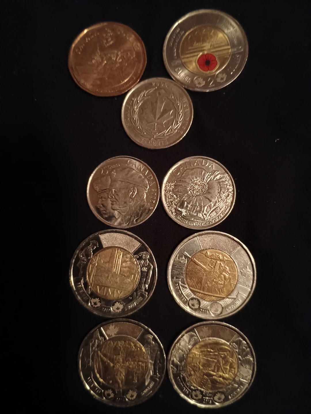 Collection of Canadian Military Remembrance coins