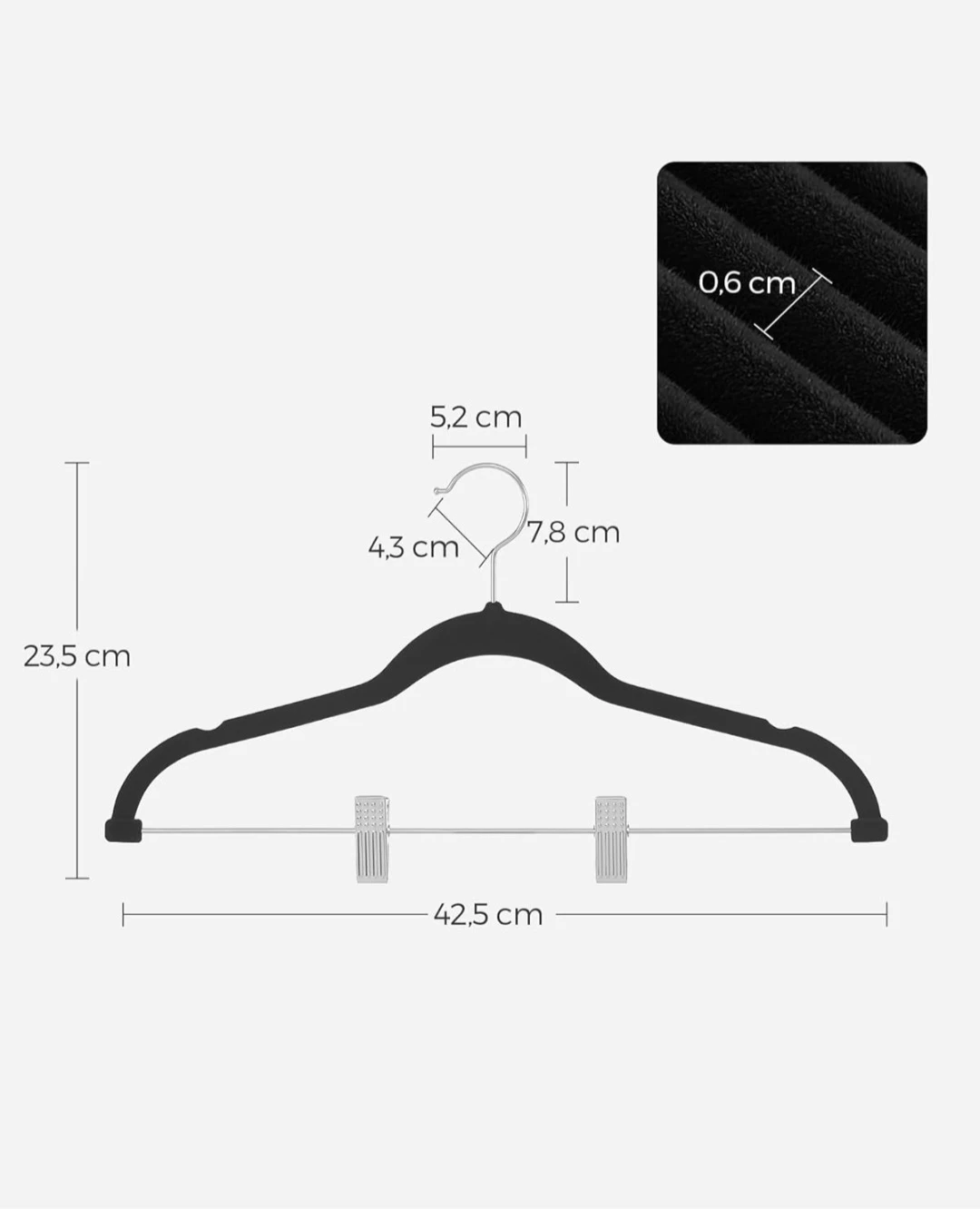 SONGMICS 20-Pack Pants Hangers, 16.7-Inch Long Velvet - photo 2