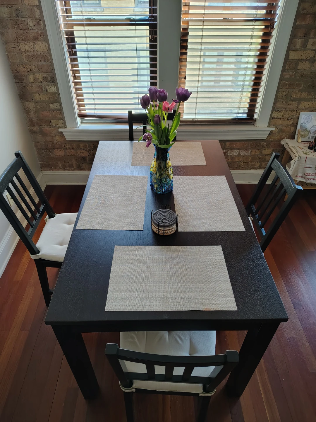 Extendable Dining Table and Chairs Set - Dark Brown - photo 2