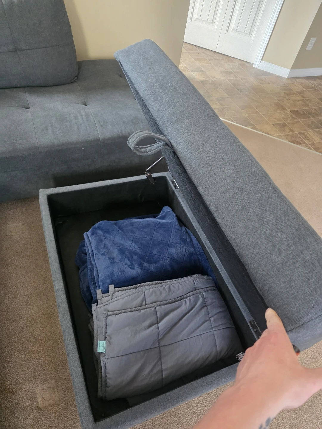 Grey Sectional Sofa with Storage Ottoman - photo 2