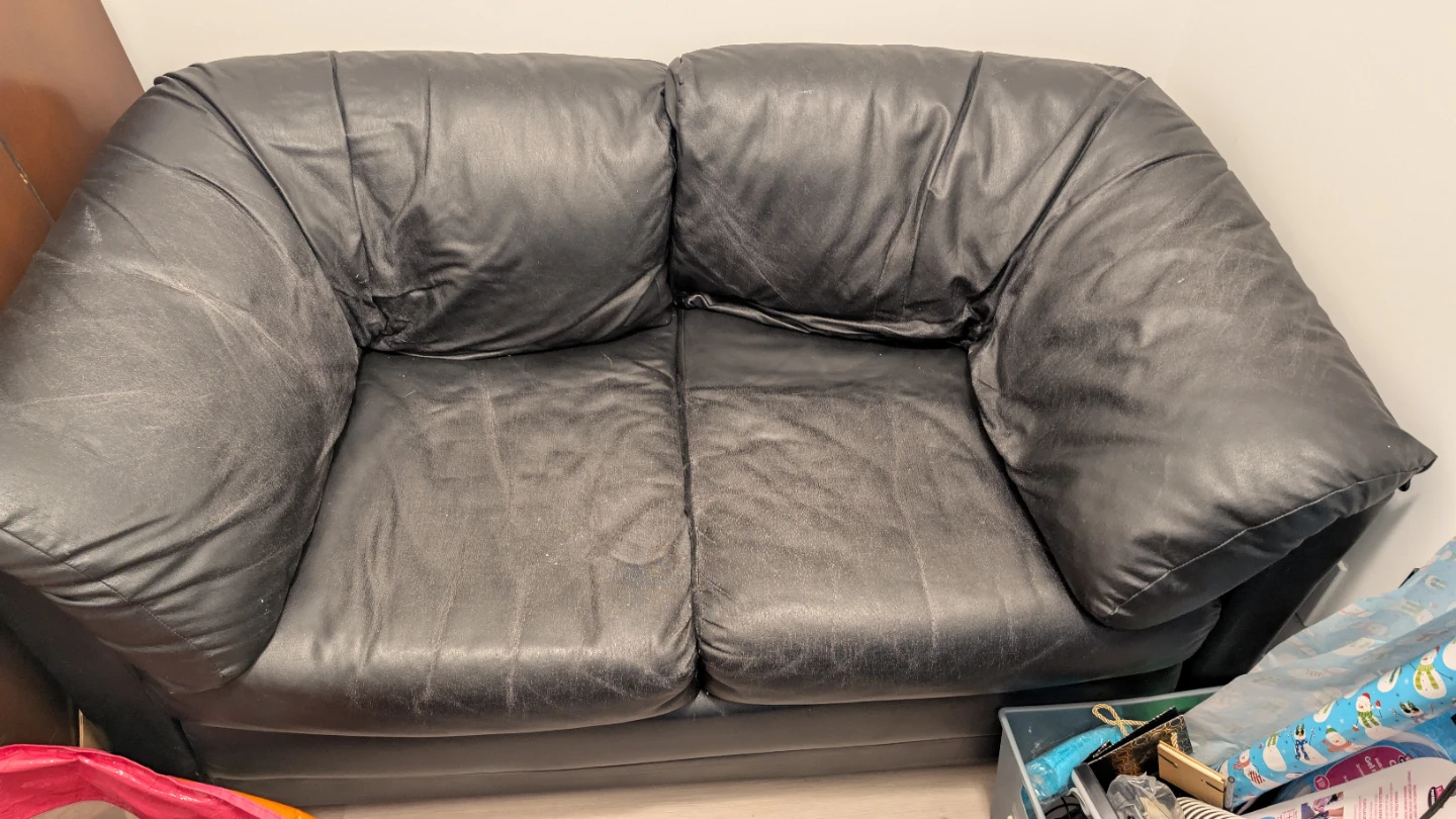 Black Leather Loveseat Sofa