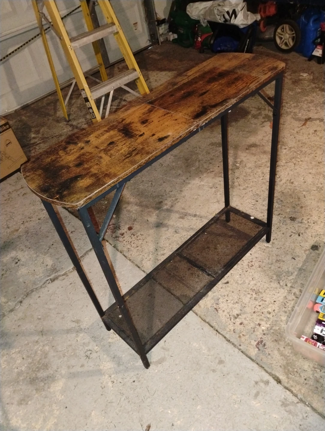 Console Table with Wood Top and Metal Shelf