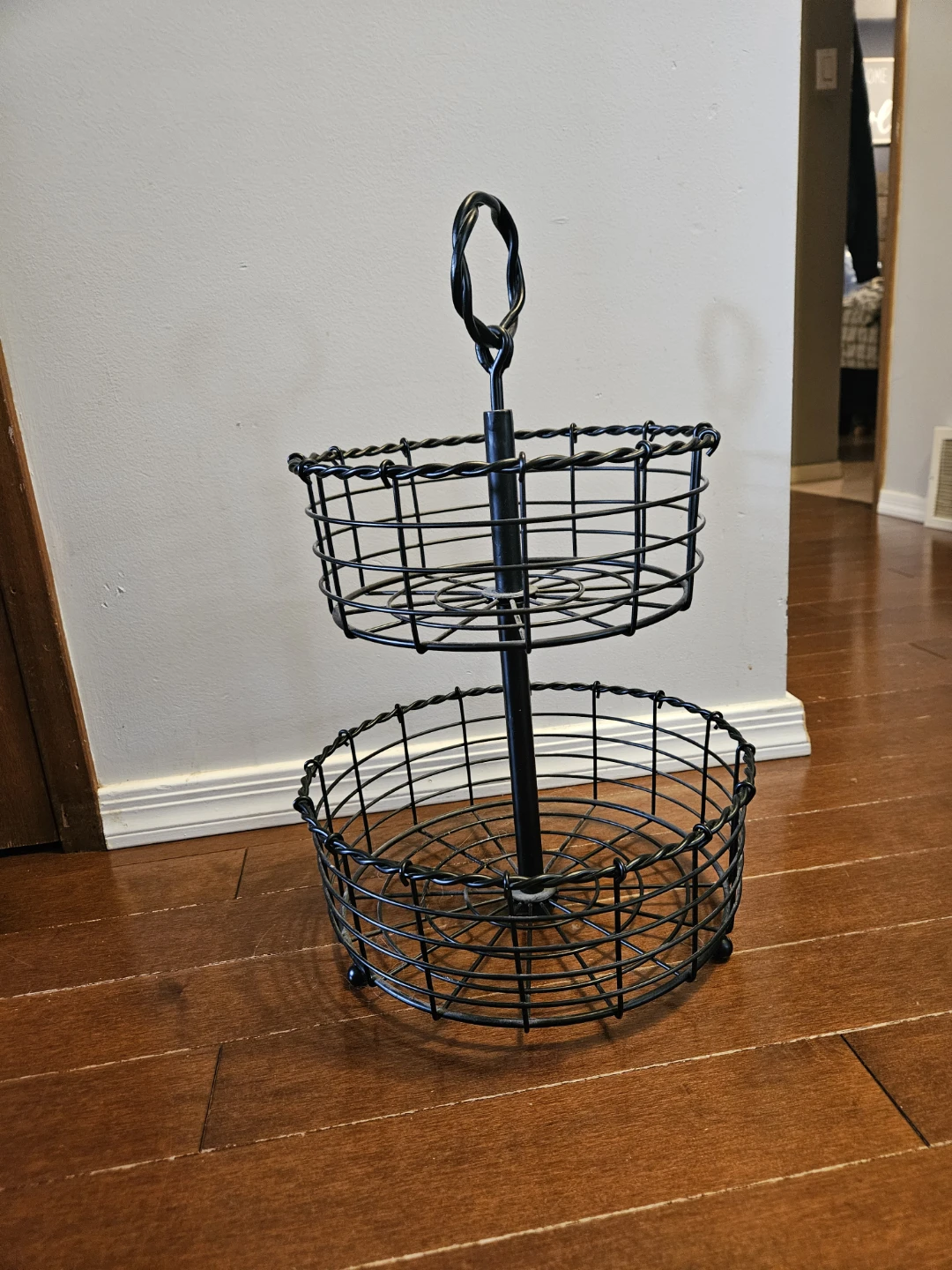 Black Two-Tier Wire Basket fruit/veggie Stand