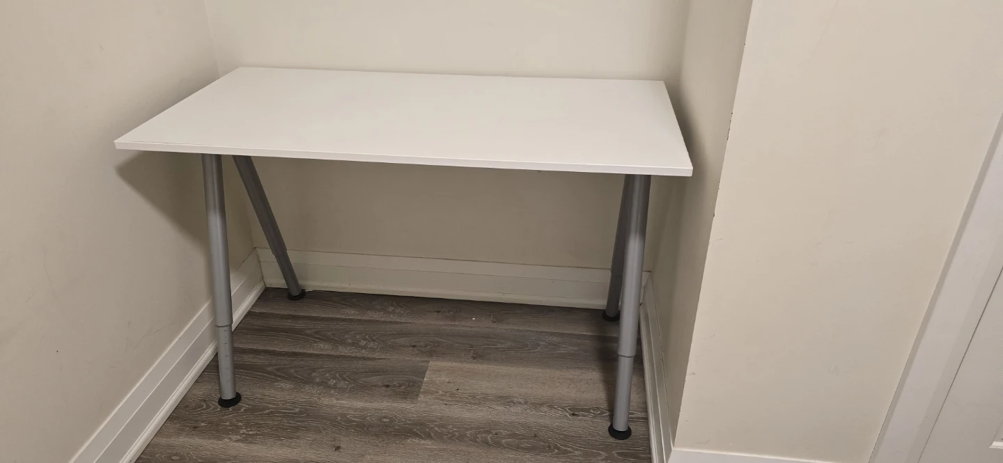 Ikea White desk with silver legs