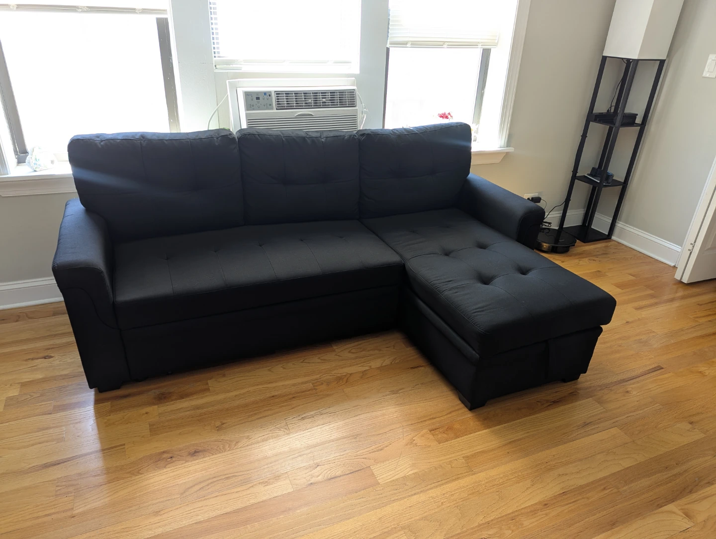 Black Sectional Sofa with Storage