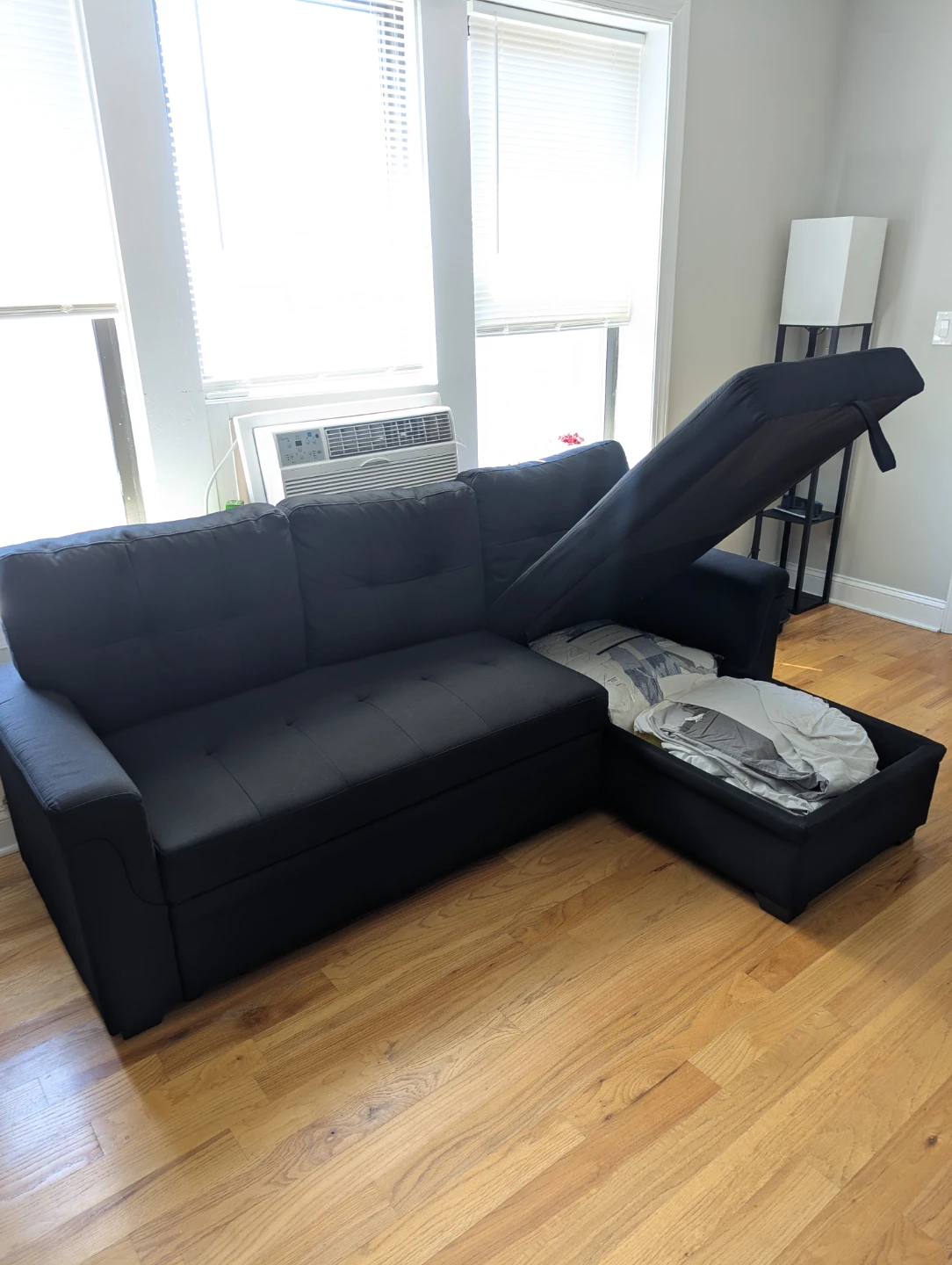 Black Sectional Sofa with Storage - photo 2